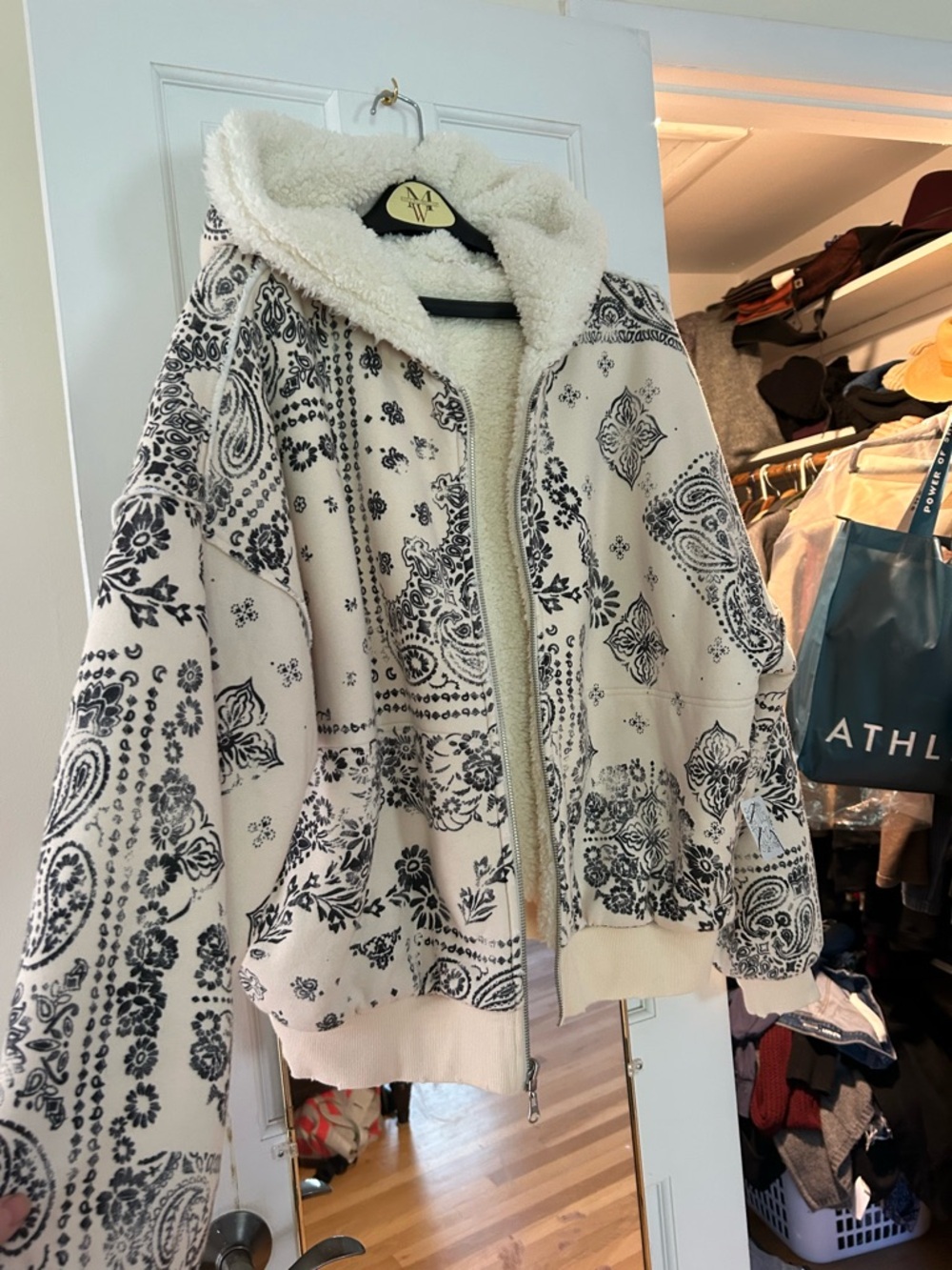 Free People Cream Jacket with Black Floral Print